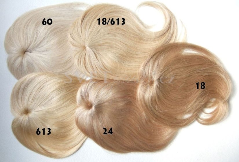 Tupé clip in ofina z lidských vlasů - příčesek - Barva lidské: 6/27 - melír kaštanově hnědá a medová blond