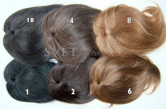 Tupé ofina s kruhovou základnou - pravé vlasy - mnoho barev a melírů - Barva lidské: 4/613 - středně hnědá/plavá blond