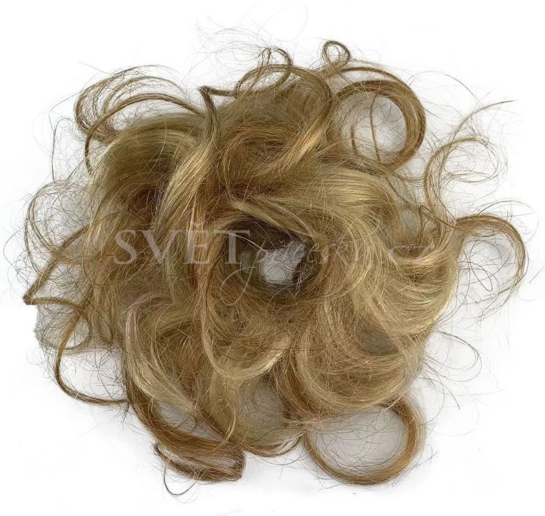 Luxusní velký drdol příčesek z pravých vlasů - melír blond hnědá(12/613)