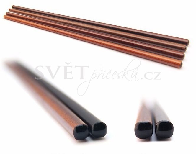 Vlasová jehlice - tyčinka - dřevěná - Barva: #1 - černá jako uhel