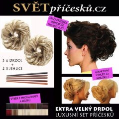 Extra velký drdol - akční set - 2x drdol jako gumička + 2x jehlice do vlasů