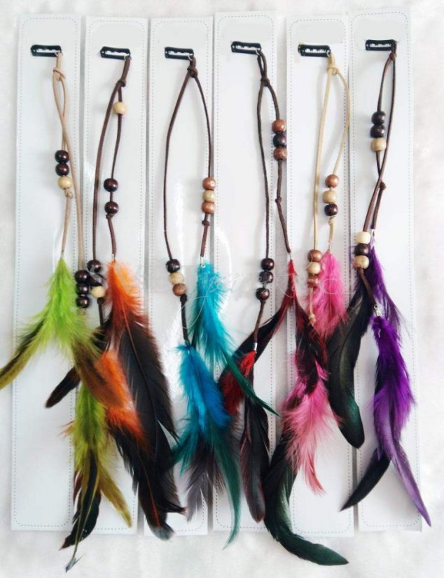 Ozdoba do vlasů z peříček barevná - typ 5 - Barva ozdob: Oranžová